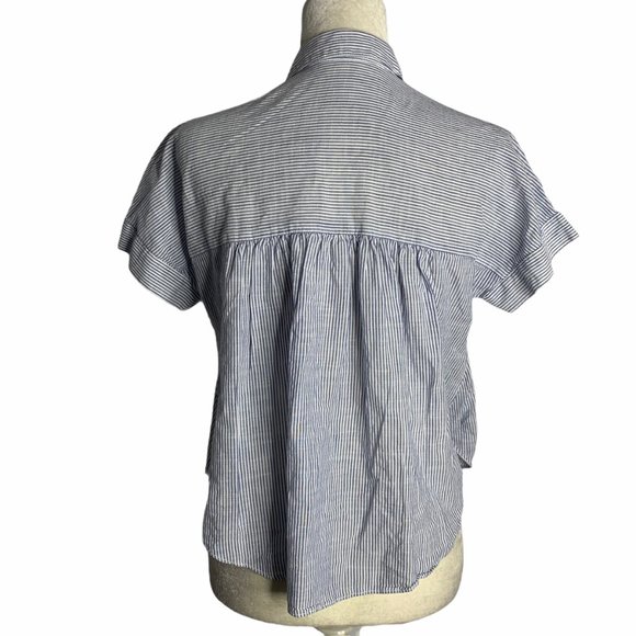 Floral Embroidered Button Up Striped Shirt 60PE - Picture 4 of 5